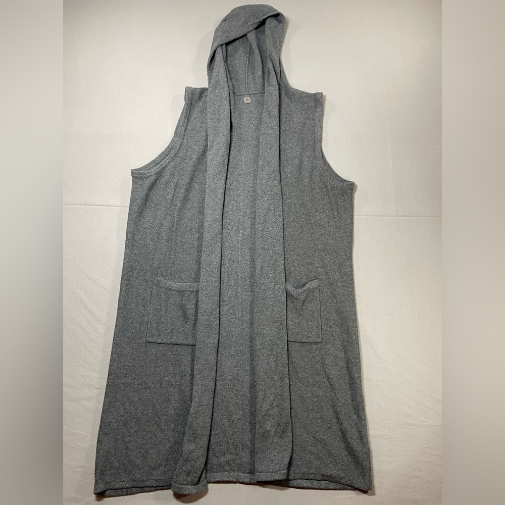 Mer Sea Co Cotton-Cashmere Blend Sleeveless Tunic Open Cardigan w Hood - Women S